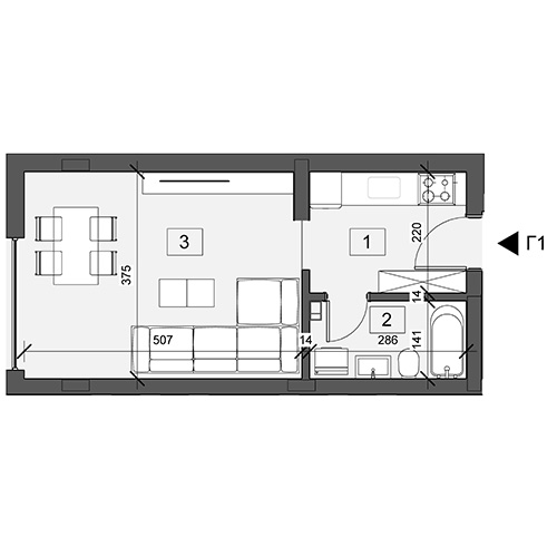 Stan 13 - Garsonjera (29m2, Sprat: P)