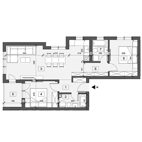 Stan 6 - trosoban stan (71m2, Sprat: Pk)